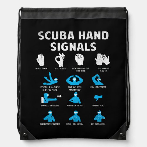 Scuba Hand Signals Language Diving Signs Dive Dive Drawstring Bag