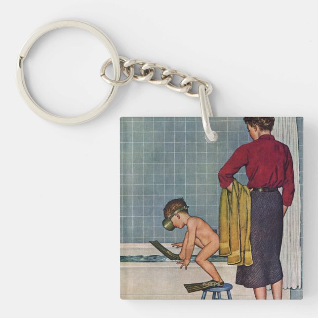 Scuba in the Tub Keychain (Front)