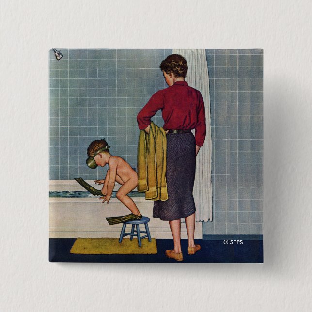 Scuba in the Tub Pinback Button (Front)