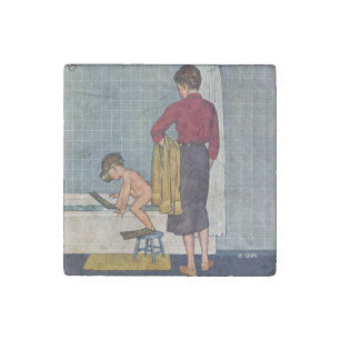 Scuba in the Tub Stone Magnet