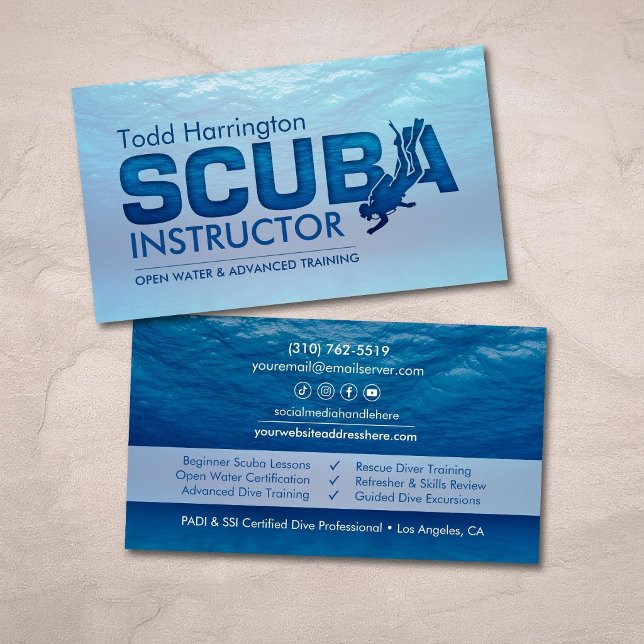 Scuba Instructor - Dive coach  Business Card (Creator Uploaded)