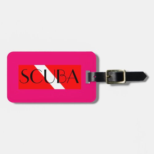 SCUBA LUGGAGE TAG DIVING RED FLAG  NITROX PINK
