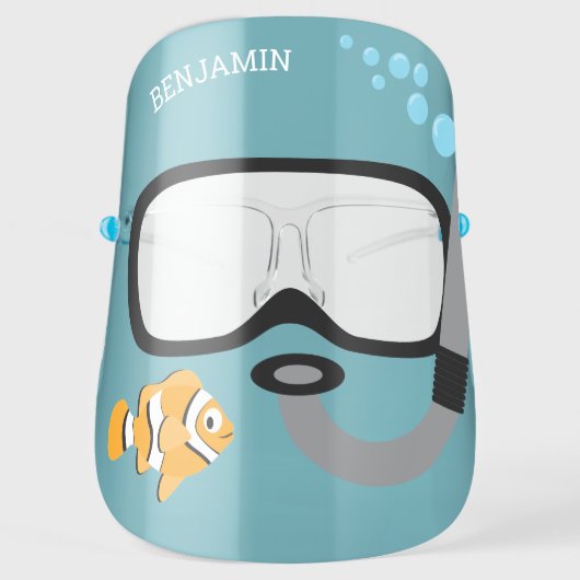 Scuba Mask with Snorkel, Clown Fish, Water, Name (Front)