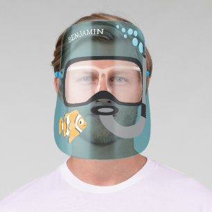 Scuba Mask with Snorkel, Clown Fish, Water, Name