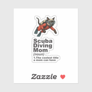 Scuba Mom Siamese Cat Diver Sticker
