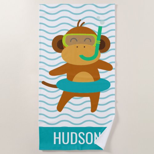 Scuba Monkey Personalized Beach Towel