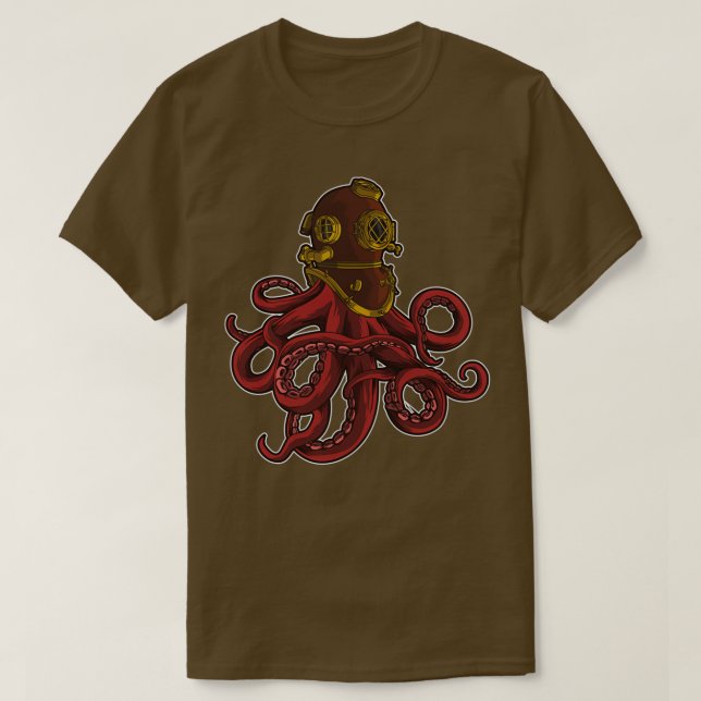 Scuba Octopus DeepSea Diving T-Shirt (Design Front)