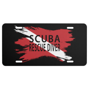 Scuba Rescue Diver, Diver Down Flag, Scuba flag License Plate