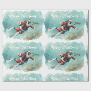 Scuba Santa Underwater Christmas Wrapping Paper