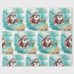 Scuba Santa Underwater Christmas Wrapping Paper