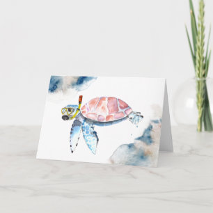 Scuba Sea Turtle Funny Card
