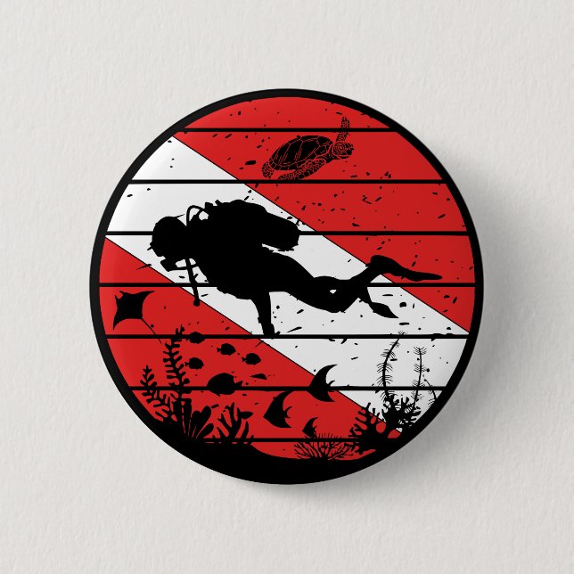 Scuba Sealife Diver Flag Button (Front)