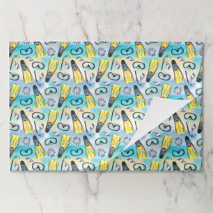 Scuba Snorkel Paper Placemats, Diving Party Mats