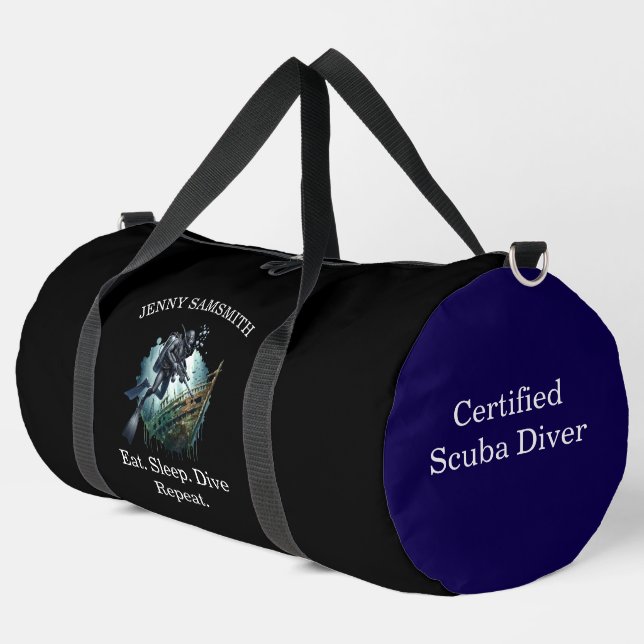 Scuba Soul: Dive, Laugh, Repeat! Duffle Bag (Left Corner)