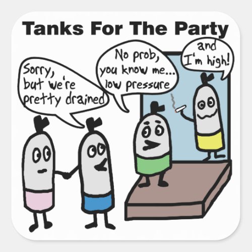 Scuba Tanks Party Square Sticker