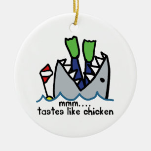 Scuba Tastes Chicken Shark Ceramic Ornament