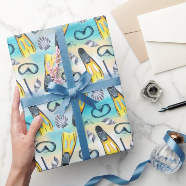 Scuba Wrapping Paper, Snorkeling Gift Wrap (Gifting)