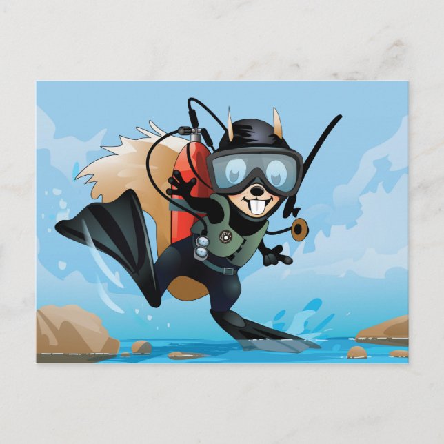 scubadiving squirrel on holiday postcard (Front)