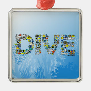 Scubadorable DIVE Metal Ornament