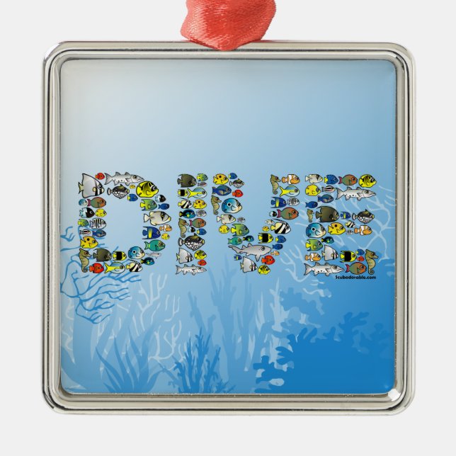 Scubadorable DIVE Metal Ornament (Front)