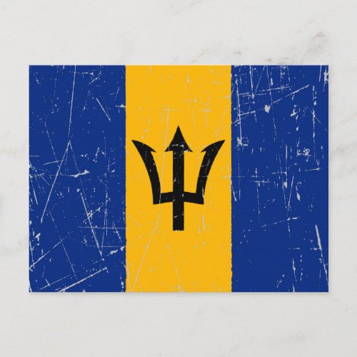 Scuffed and Scratched Barbados Flag Postcard