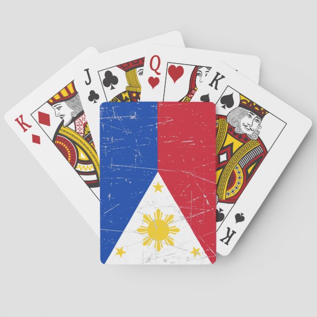 Scuffed and Scratched Filipino Flag Poker Cards (Back)