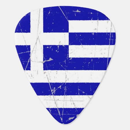 Scuffed And Scratched Greek Flag Guitar Pick