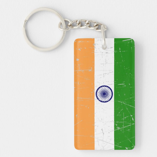 Scuffed and Scratched Indian Flag Keychain (Front)