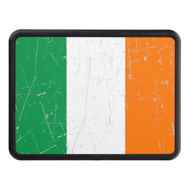 Scuffed and Scratched Irish Flag Trailer Hitch Cover (Front)