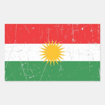 Scuffed And Scratched Kurdish Flag Rectangular Sticker by UniqueFlags at Zazzle