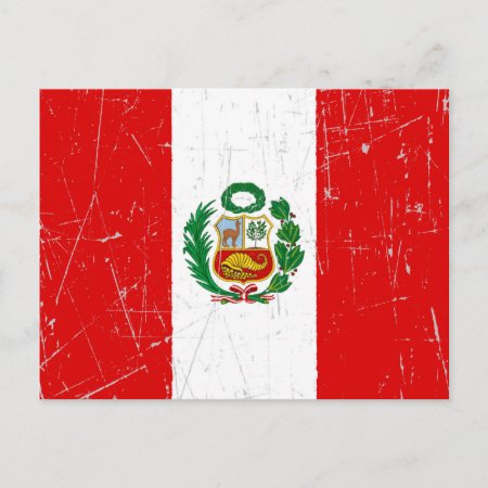 Scuffed And Scratched Peruvian Flag Postcard