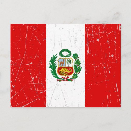 Scuffed and Scratched Peruvian Flag Postcard