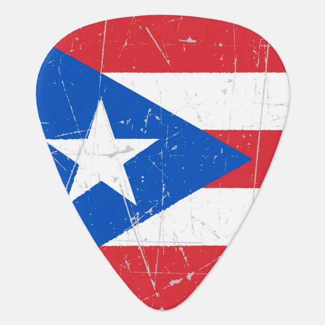 Scuffed and Scratched Puerto Rico Flag Guitar Pick (Front)