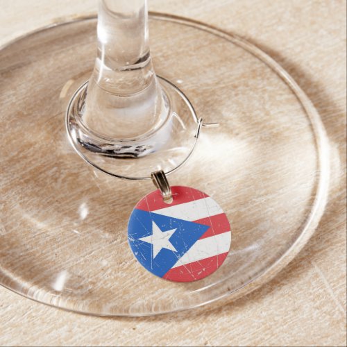 Scuffed and Scratched Puerto Rico Flag Wine Charm