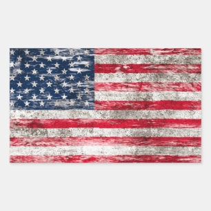 Scuffed and Worn American Flag Rectangular Sticker