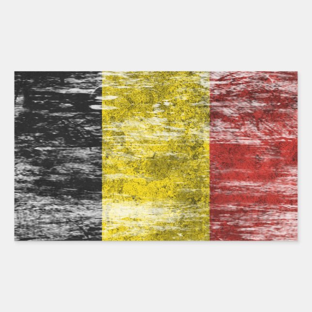 Scuffed and Worn Belgian Flag Rectangular Sticker (Front)