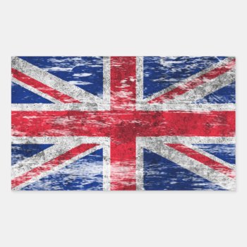 Scuffed And Worn British Flag Rectangular Sticker by JeffBartels at Zazzle