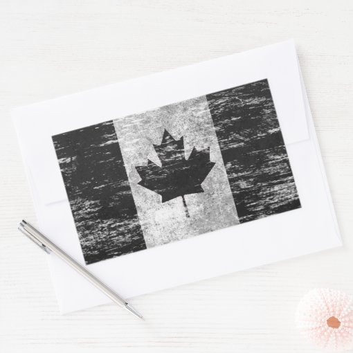 Scuffed and Worn Canadian Flag, black Rectangular Sticker Zazzle