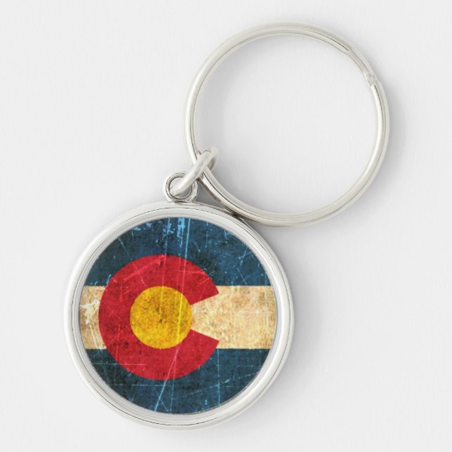 Scuffed and Worn Colorado Flag Keychain (Front)
