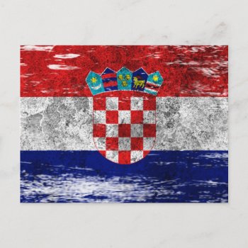 Scuffed And Worn Croatian Flag Postcard by JeffBartels at Zazzle