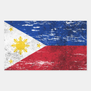 Scuffed and Worn Filipino Flag Rectangular Sticker