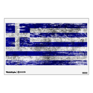 Scuffed and Worn Greek Flag Wall Sticker