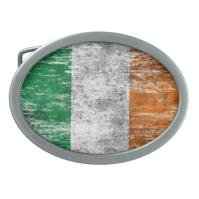 Scuffed and Worn Irish Flag Belt Buckle (Front)