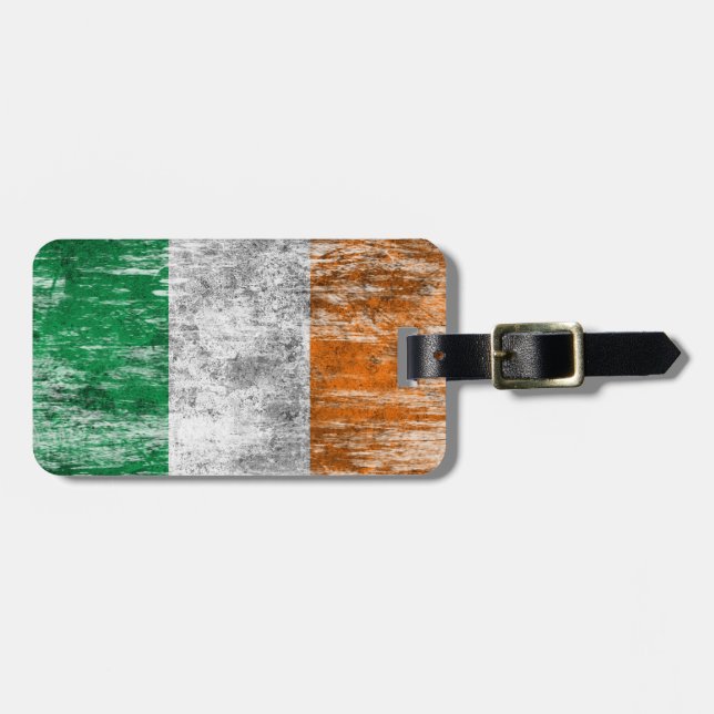 Scuffed and Worn Irish Flag Luggage Tag (Front Horizontal)