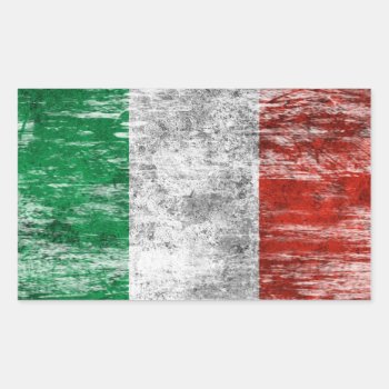 Scuffed And Worn Italian Flag Rectangular Sticker by JeffBartels at Zazzle