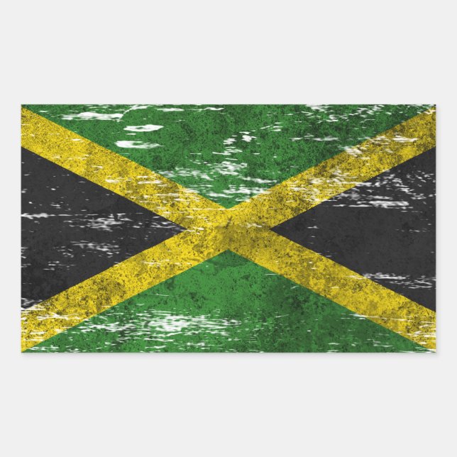 Scuffed and Worn Jamaican Flag Rectangular Sticker (Front)