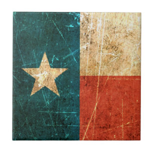 Scuffed and Worn Texas Flag Ceramic Tile