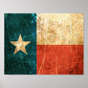Scuffed and Worn Texas Flag Poster