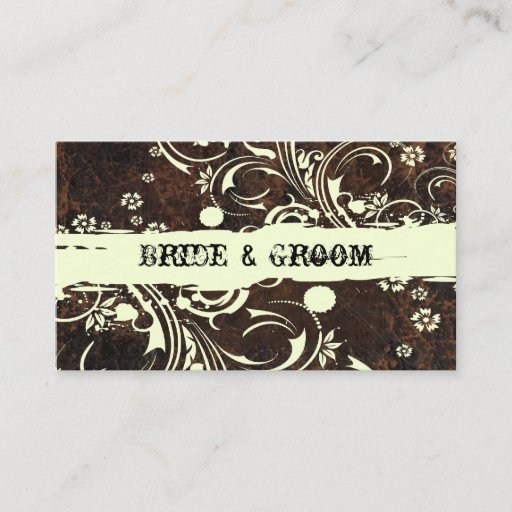 Customizable Scuffed Brown Leather Place Cards Business Card Template