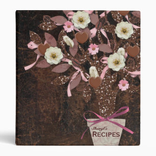 Scuffed Leather Coffee Chocolate Pink Brown Recipe Binder